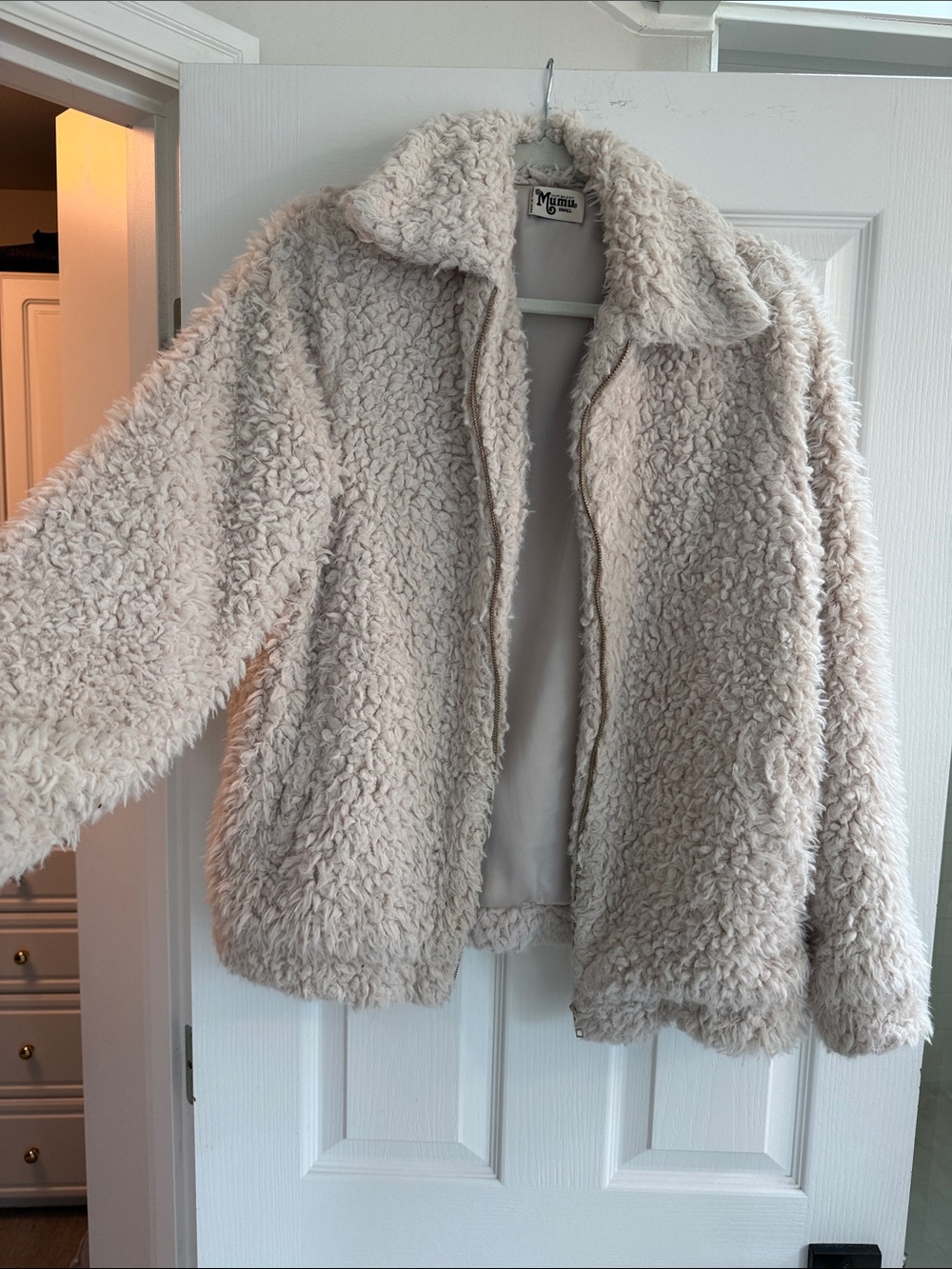 Show Me Your MuMu Plush Cream Teddy Jacket